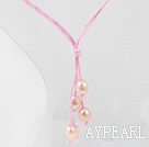 Wholesale Simple Style Natural Pink Freshwater Pearl Necklace with Pink Thread