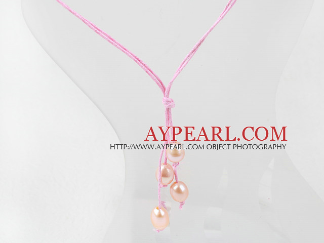 Simplă stilul natural roz colier de perle de apa dulce cu subiect roz