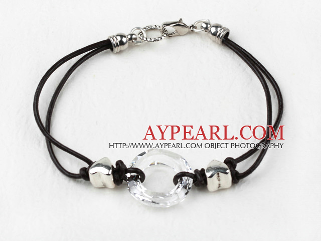 Style simple forme de beignet blanc couleur cristal Bracelet autrichienne