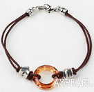 Simple Style Donut Shape Amber Color Austrian Crystal Bracelet