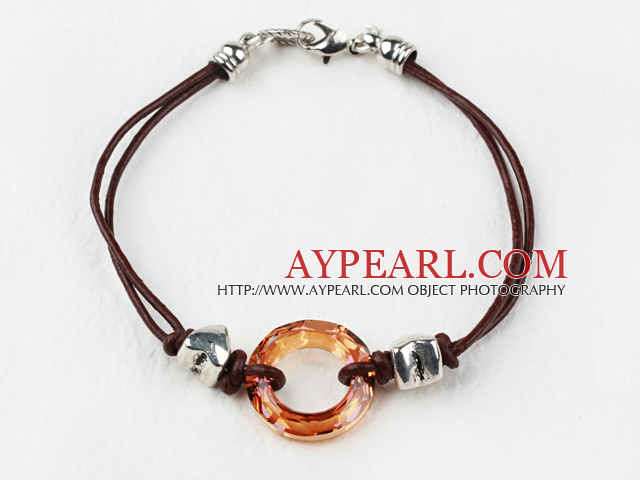 Simple Style Donut Shape Amber Color Austrian Crystal Bracelet