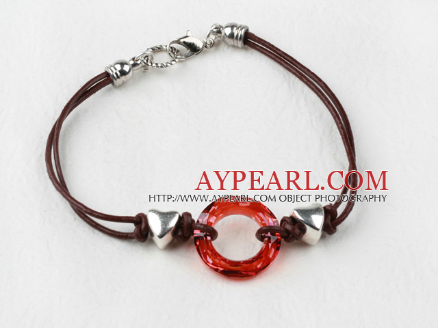 Simple Style Donut Shape Red Color Austrian Crystal Bracelet