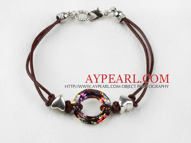 Style simple forme de beignet rouge avec bracelet en cristal colorés autrichienne