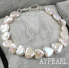 Heart Shape Возрождение Pearl Браслет Серебро 925 Heart Shape Переключить застежка