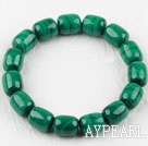 A Grade Drum Shape Natural Malachite Elastic Bangle Bracelet