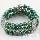 Classique Desgin trois volets verte d'eau douce bracelet perle bracelet élastique