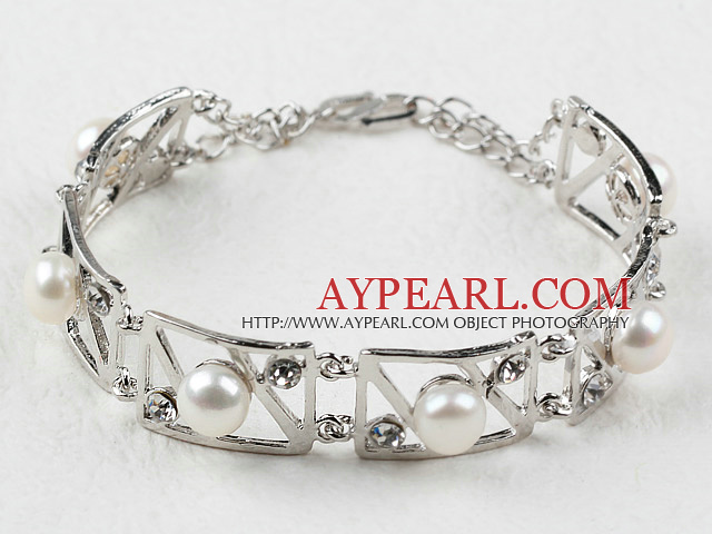 Fashion Style White Pearl природных металлов браслет с регулируемой цепи