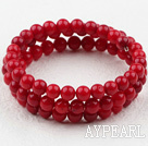 6mm Red Coral pärlstav Wrap Bangle Armband