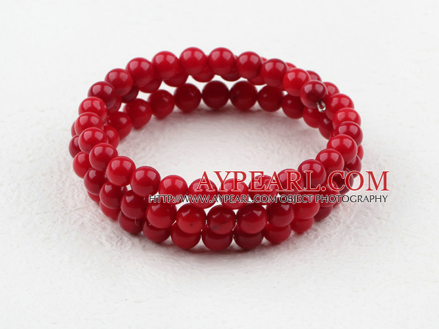 6mm corail rouge perlé Bracelet Wrap