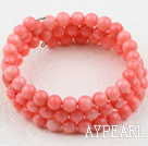 6mm rosa Coral pärlstav Wrap Bangle Armband