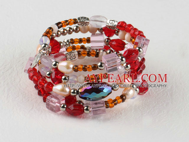 bijoux vogue 7,5 pouces de perles et de cristal Bracelet envelopper avec charme coeur