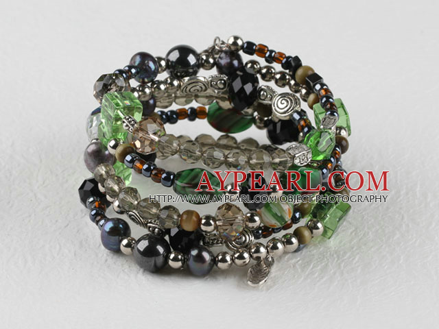 vogue smycken 7,5 inches pärla och kristall wrap armband armband med hjärta charm