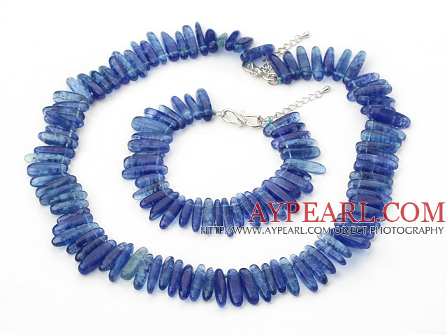 6-16mm sea blue crystal chips necklace bracelet set with S shape clasp