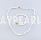 6-7mm de perles naturelles collier bracelet blanc sertie