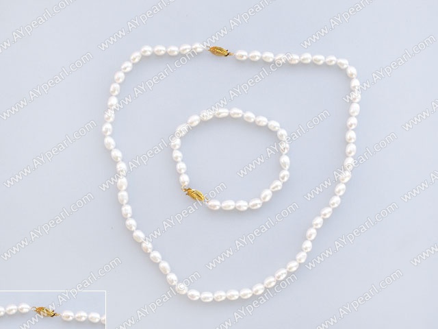 6-7mm natural alb bratara set colier de perle