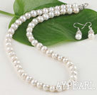 8-9mm cultured natural fresh water pearl necklace earring set