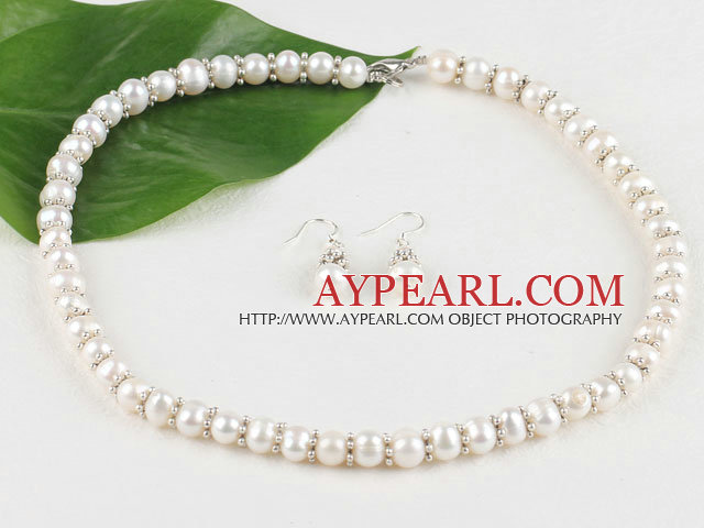 8-9mm cultured natural fresh water pearl necklace earring set