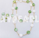 white and green necklace earring set