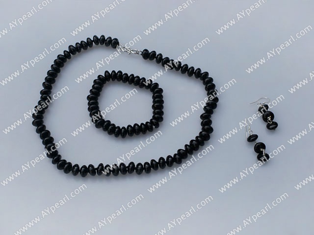 10mm svart agat halssmykke armbånd øredobb sett