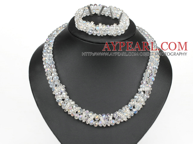 lightened crystal necklace with matched bracelet