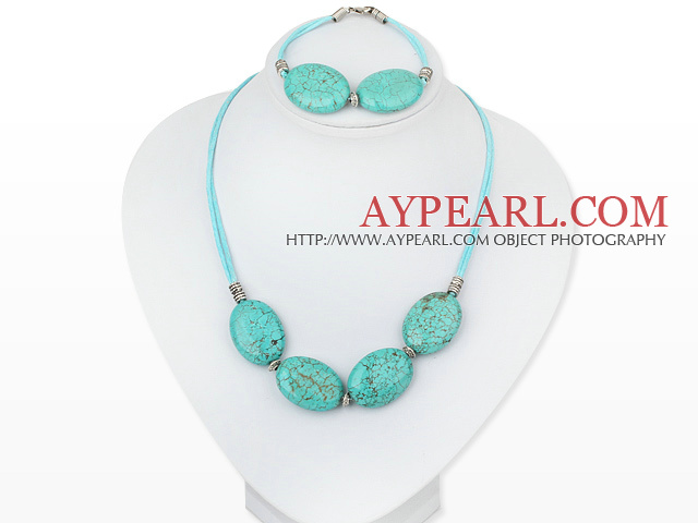 20*30mm turquoise necklace bracelet set with extendable chain