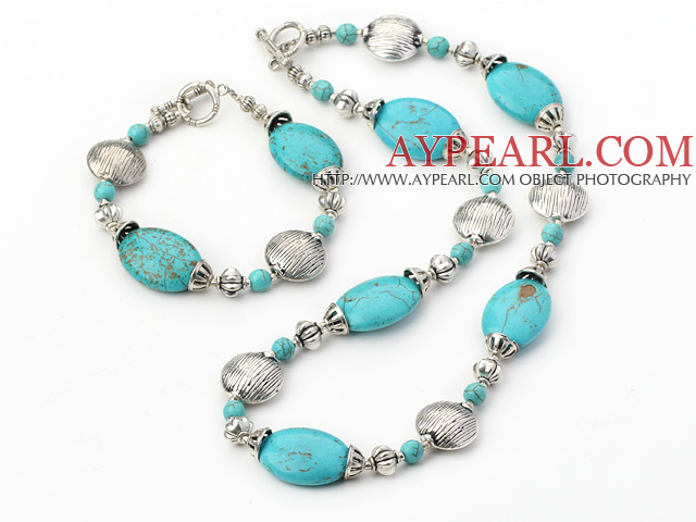Fashion Blue Turquoise With Nice Charm Set(Necklace With Matched Bracelet)