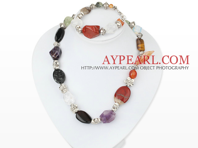 многоцветный камень Тибета серебра шарм ожерелье браслет
