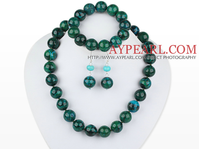 Fashion Round Phoenix Stone Beaded Set(Necklace, Bracelet With Matched Earrings)