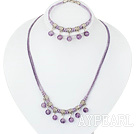 10mm round amethyst necklace bracelet set with extendable chain