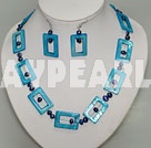 Fashion Freshwater Pearl And Rectangle Shell Necklace And Earrings Set