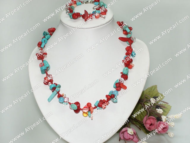 turquose şi brăţară colier coral set