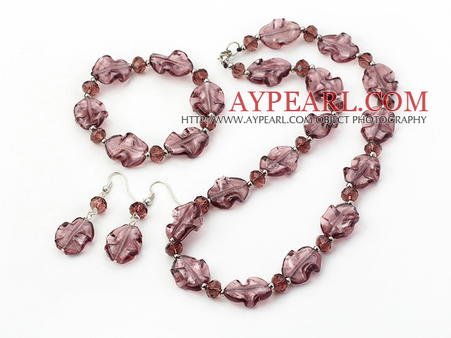 Nice Wine Red Series Irregular Shape Colored Glaze And Crystal Sets (Necklace Bracelet With Matched Earrings)