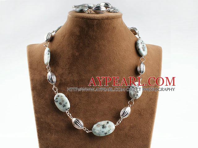 blue spar stone beaded neckalce bracelet set
