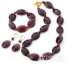Fashion Red Freshwater Pearl Oval Wine Red Crystal Set (Necklace Bracelet With Matched Earrings)