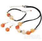 Mixed Color Flower Agate Set(Necklace, Bracelet And Matched Earrings)