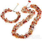 Fashion Chipped Agate Necklace Bracelet Sets Adjustable Chains