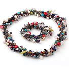 multi strand colorful stone necklace bracelet set 