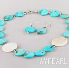 white and blue shell necklace and earrings set