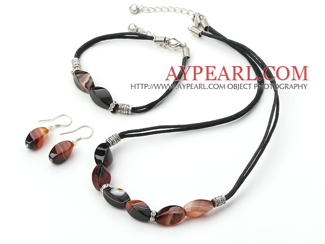 10*18Mm Visional Agate Set(Necklace, Bracelet And Matched Earrings)