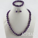 10mm faceted natural amethyst ball necklace bracelet and earrings set