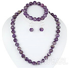 12mm facettiert natürliche Amethyst Kugel Halskette und Ohrringe Set