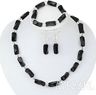 admirably white crystal black agate necklace bracelet earring set