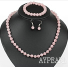 8mm faceted rose quartze ball necklace bracelet earrings set