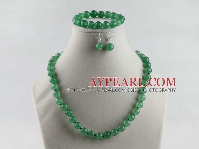 10mm aventurine ball necklace bracelet earrings set