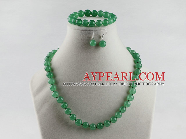 10 χιλιοστά Aventurine βραχιόλι κολιέ σκουλαρίκια μπάλα που