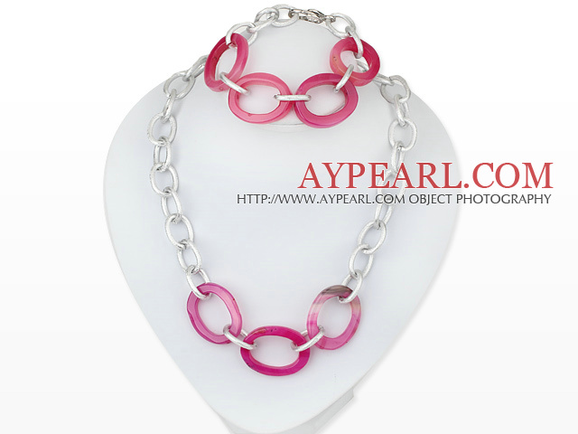 Metallschmuck fahsion rosa Achat Halskette Armband