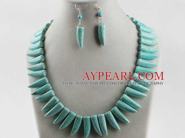 favourite horn shape turquoise necklace earrings set