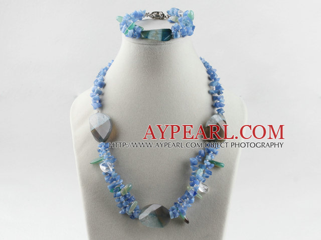 favorit blå agat och blå aventurin halsband armband som