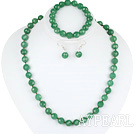 10mm faceted aventurine ball necklace bracelet earrings set