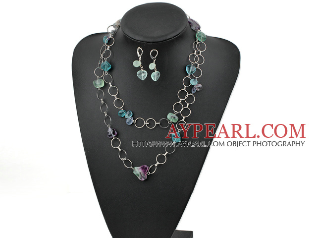 rainbow fluorite necklace and matched earrings set